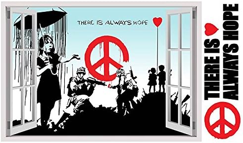 Alonline Art - Banksy Collage Girl Mulrella חיילים היל ילדים על ידי חלון תלת מימד מזויף | הדפס על מדבקות